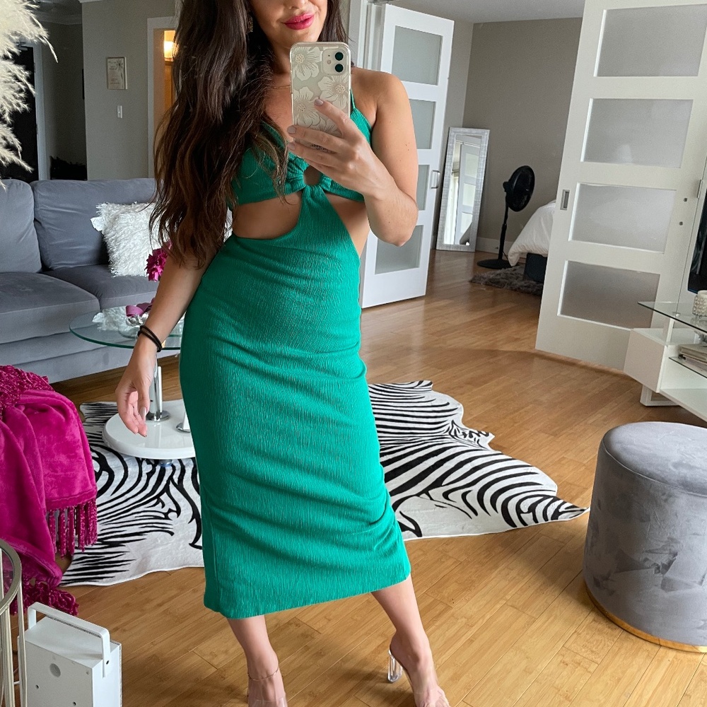 Runaway the label midi dress jungle green
